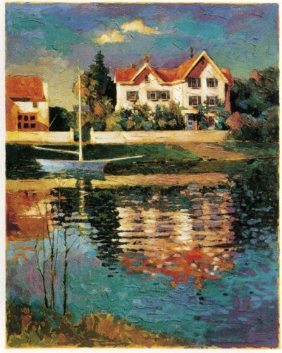 ציור שמן עיירה יפה